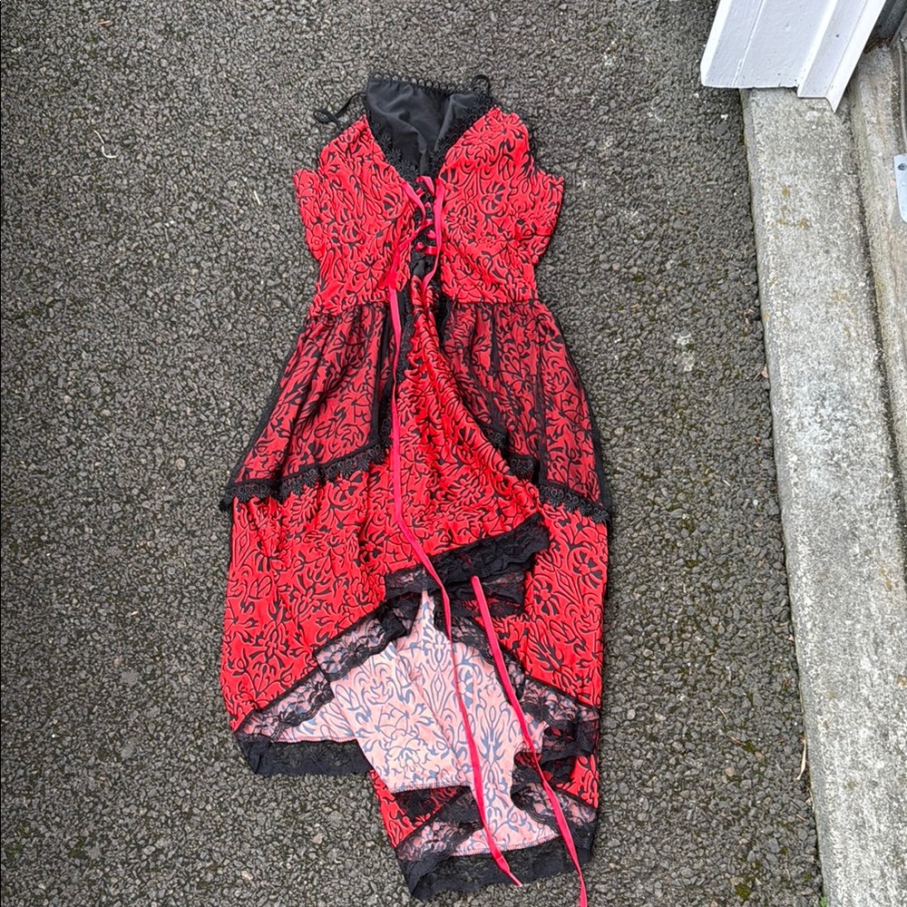 Red and Black Asymmetrical Adult Costume